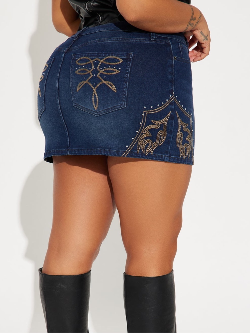 Fashion Nova Small Town Girl Denim Micro Mini Skirt - Dark Wash - 2X